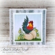Rooster with Easter eggs stamp