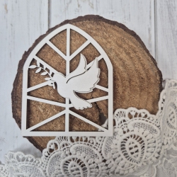 Witraż/ okno z gołąbkiem na ścianki do exploding box