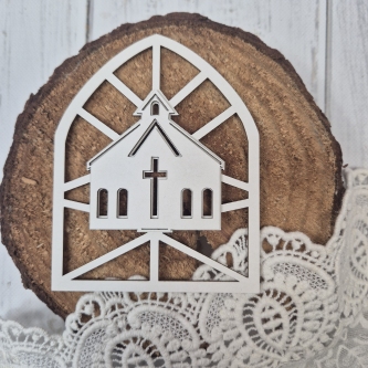 Witraż / okno z kościołem na ściankę do exploding box