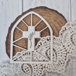 Witraż / okno  z krzyżem na ściankę do exploding box