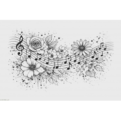 Tło nuty z kwiatami