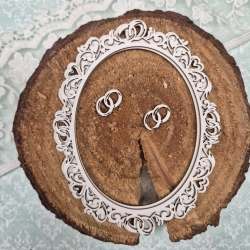 Ramka ornamentowa ovalna ślubna z obraczkami