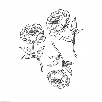 Zestaw kwiatów Peonie – stempel do scrapbookingu