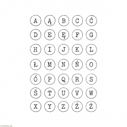Alfabet maszyny do pisania z polskimi znakami – stempel do scrapbookingu