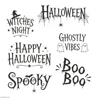 Napisy Halloween – zestaw 6 stempli