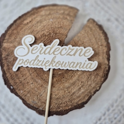 Topper grawerowany „Serdeczne podziękowania” – 3 szt.