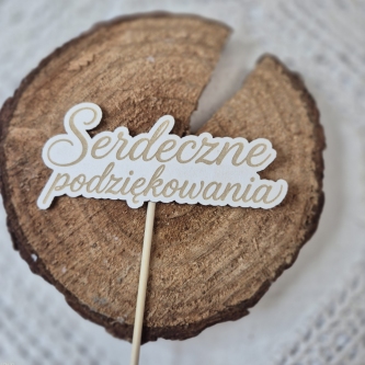 Topper grawerowany „Serdeczne podziękowania” – 3 szt.
